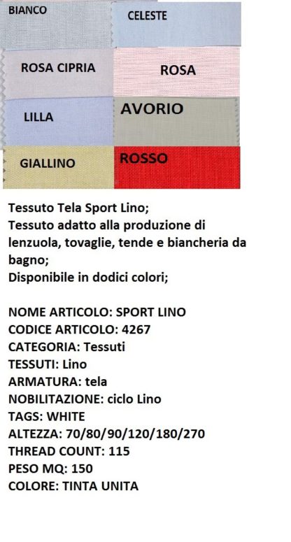 PURO LINO CM. 180 4267 ROSSO