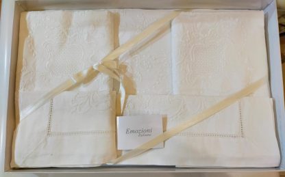 PARURE LENZ. LINO 2P RICAMATO EMOZIONI ITALIANE
