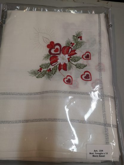 SERVIZIO NATAL. RAMIE RICAMATO 150x250 CON 12 TOV.LI 104 106 - immagine 5