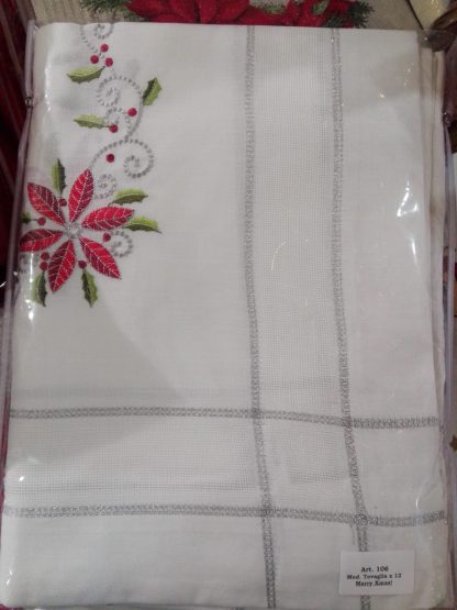 SERVIZIO NATAL. RAMIE RICAMATO 150x250 CON 12 TOV.LI 104 106 - immagine 3