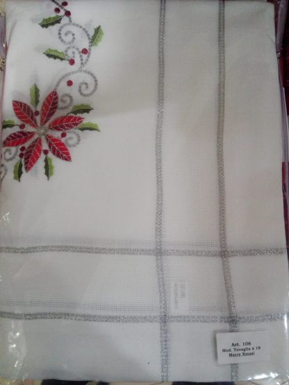 SERVIZIO NATAL. RAMIE RICAMATO 150x360 CON 18 TOV.LI 104 106 - immagine 3