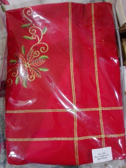 SERVIZIO NATAL. RAMIE RICAMATO 150x250 CON 12 TOV.LI 104 106 - immagine 4