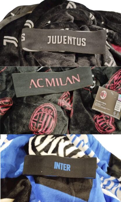 COPERTA CORAL 150x210 SOFT TOUCH JUVE MILAN INTER + ELASTICO